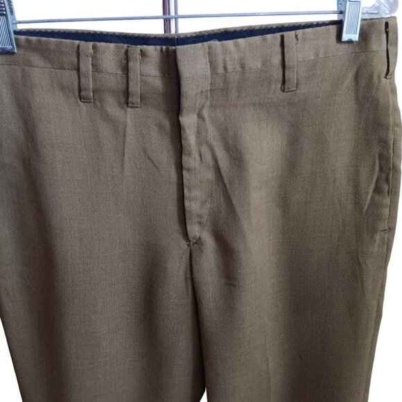 34x27 Men's Vintage Trousers 1960's Haggar Snug-Duds Khaki Flat-Front Mod Pants - Picture 5 of 8